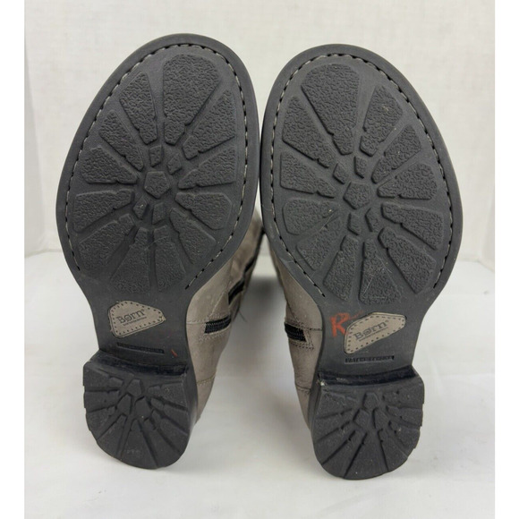 Born Attila Leather Boots Size 6 Grey/Taupe Knee-high Riding Round Toe - Picture 9 of 13